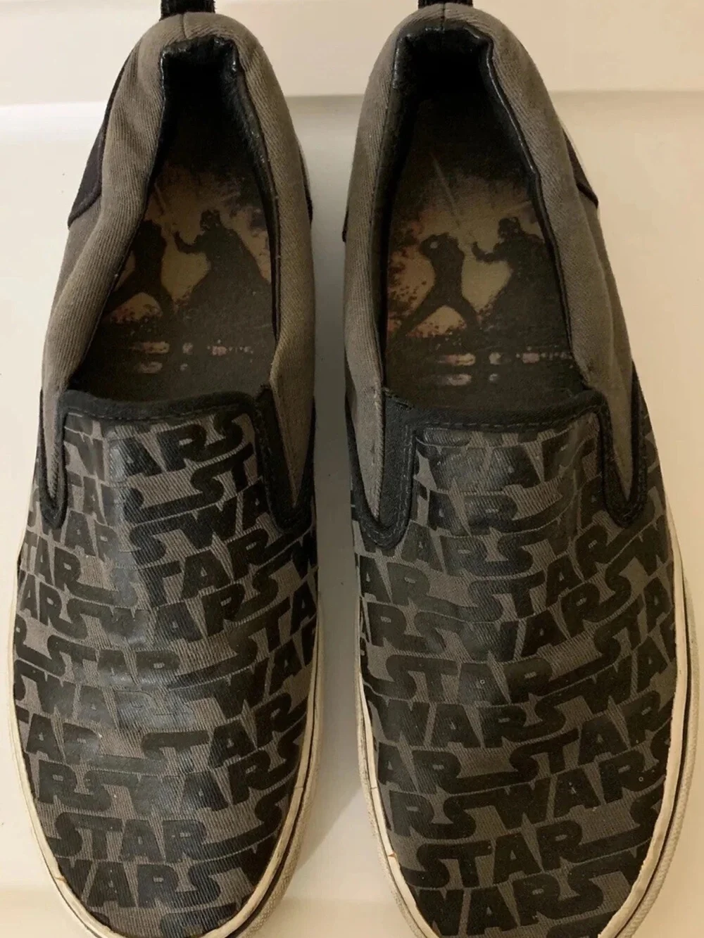 Skechers Mens Sz 10.5 Star Wars Slip-On Boat Loafer Black Gray